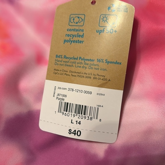 Thereabouts Girls' Pink Tie-Dye Rash Guard 2 Piece Bathing Suit Set - Picture 11 of 11